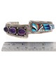 Zuni Signed NS Sterling Silver Multi-Stone Inlay & Amethyst Cuff Bracelet